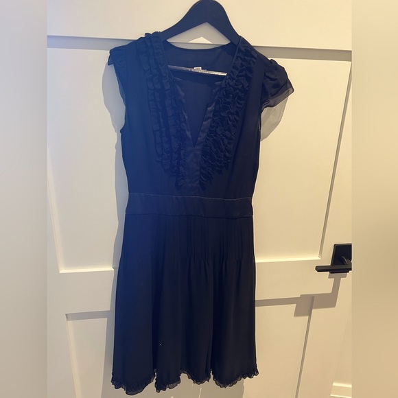 Black silk A Line dress - Picture 1 of 5